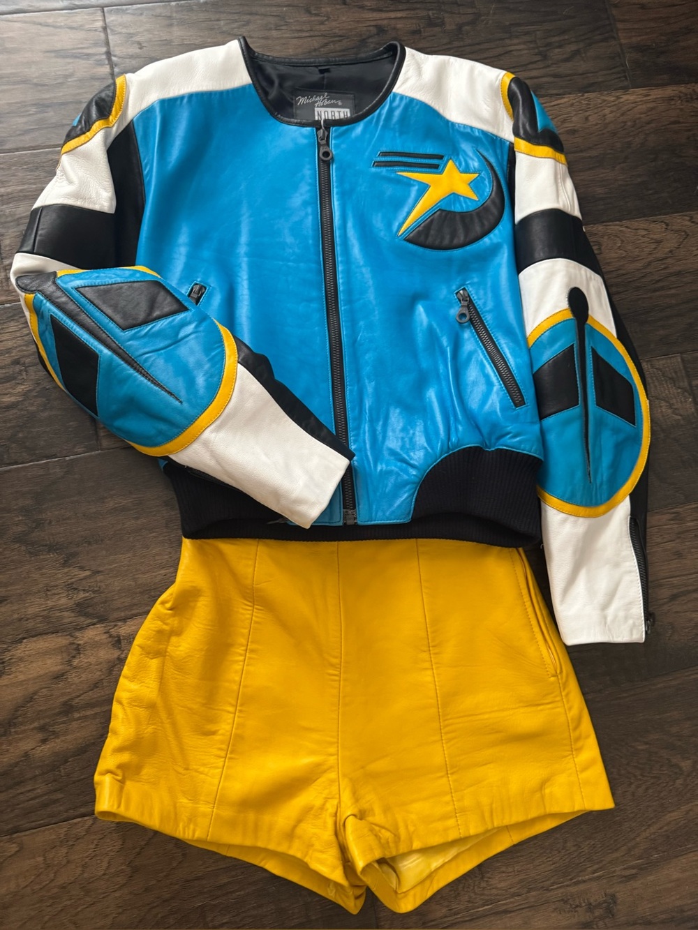 Vintage Michael Hoban North Beach Leather Bomber Jacket and Short Set